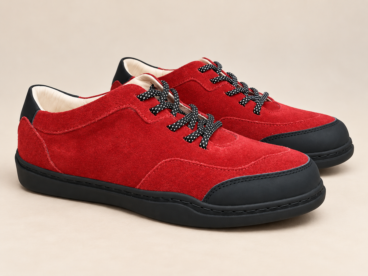 SNEAKERS DUNA NEGRO/GAMUZA ROJA